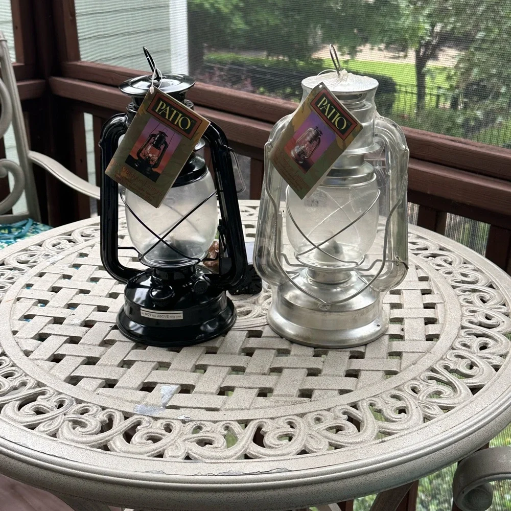 Patio Black and Silver Lantern Set